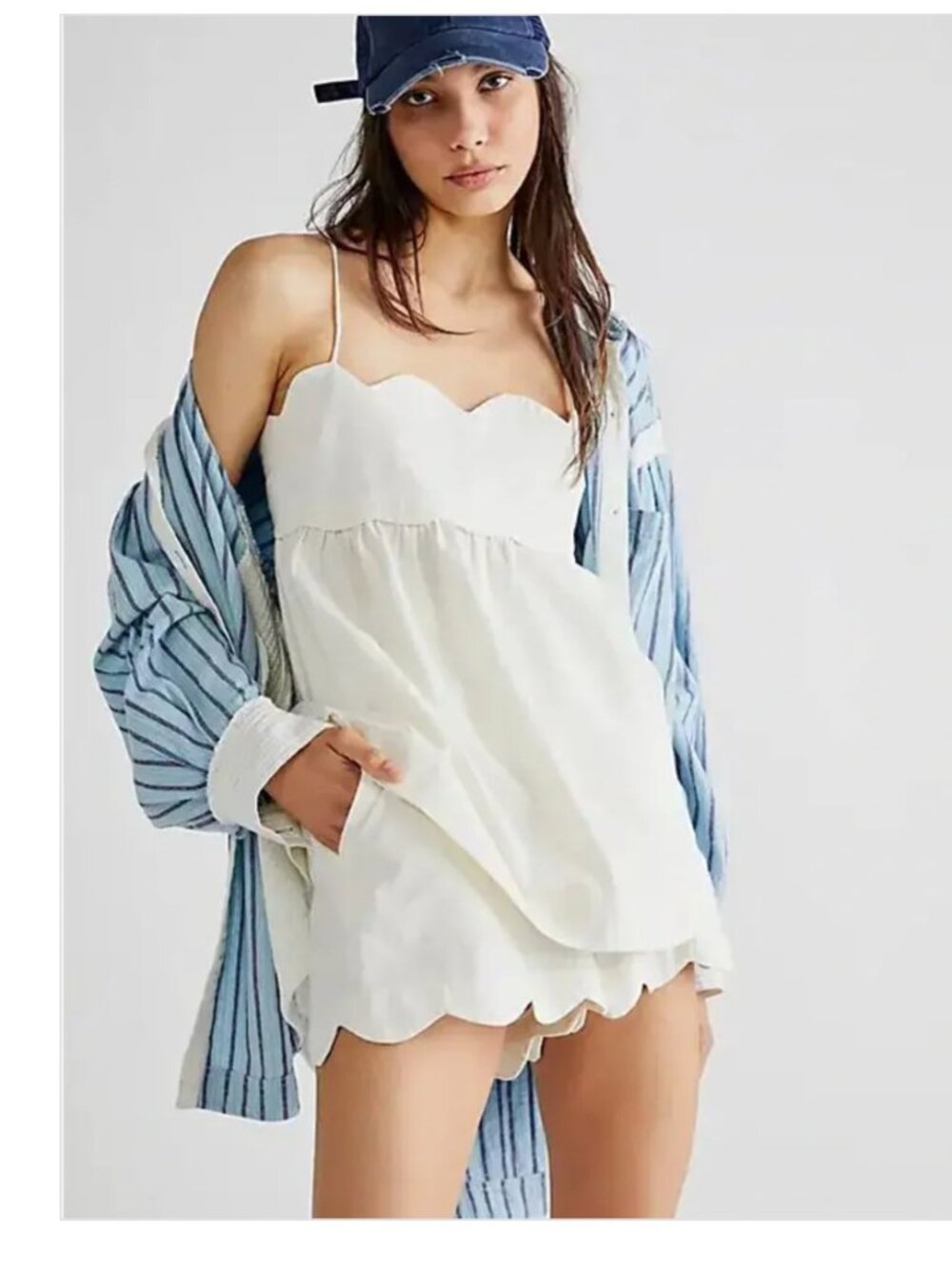 Free People white Sweet Scallop set, Size S lightly worn